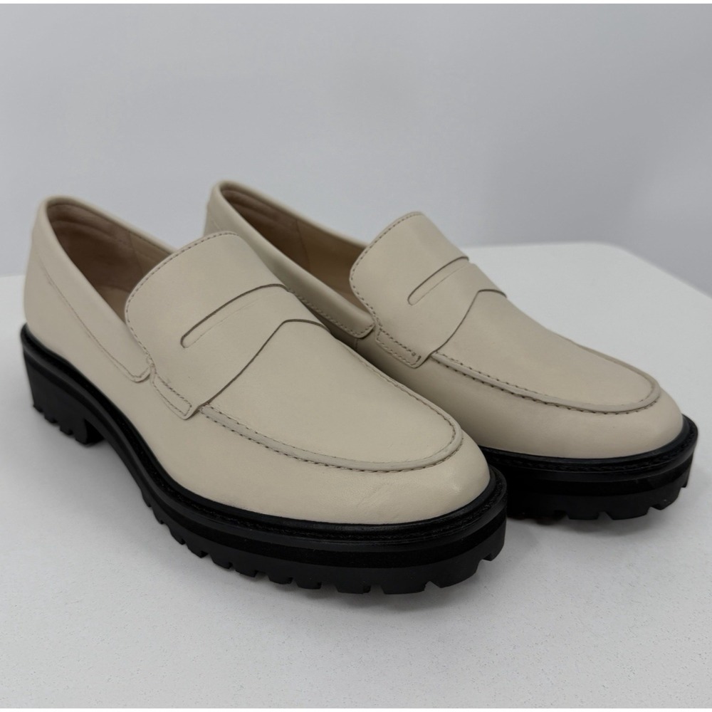 Everlane The Lug Loafer in Parchment/Ivory Leather size 6 Women's Chunky Heel